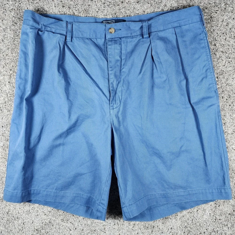 Polo Ralph Lauren Tyler Shorts Mens 38 Blue Pleated Chino Cotton Excellent
